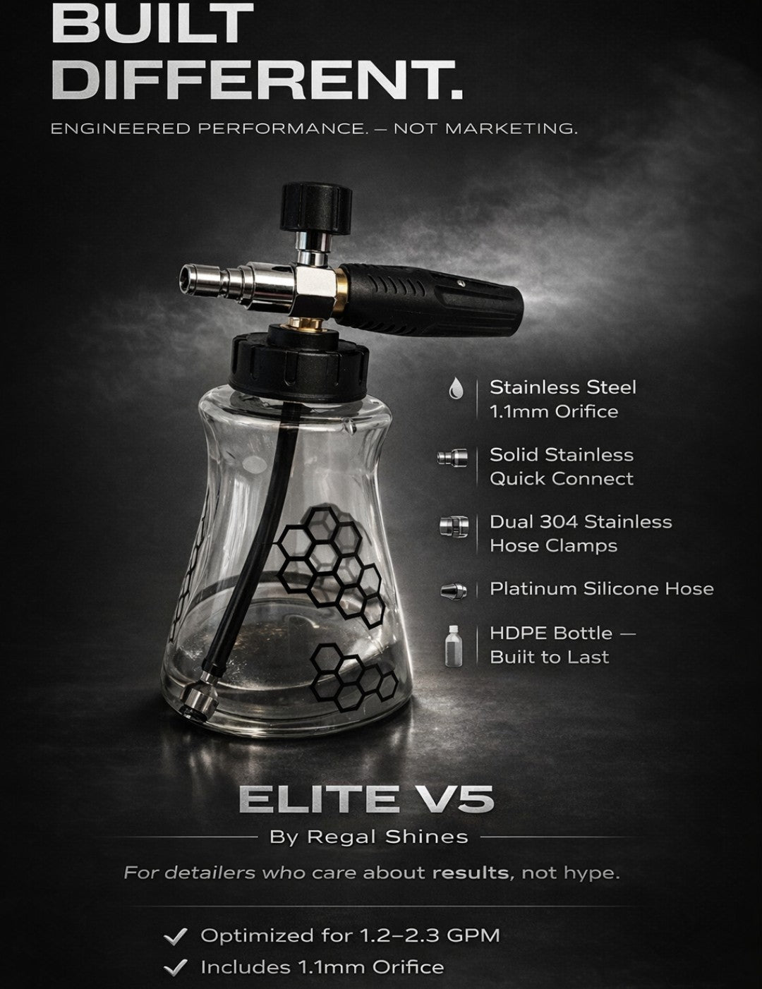 EliteV5 STAINLESS "HDPE BLACK" BLACK BOTTOM, NOT CLEAR.