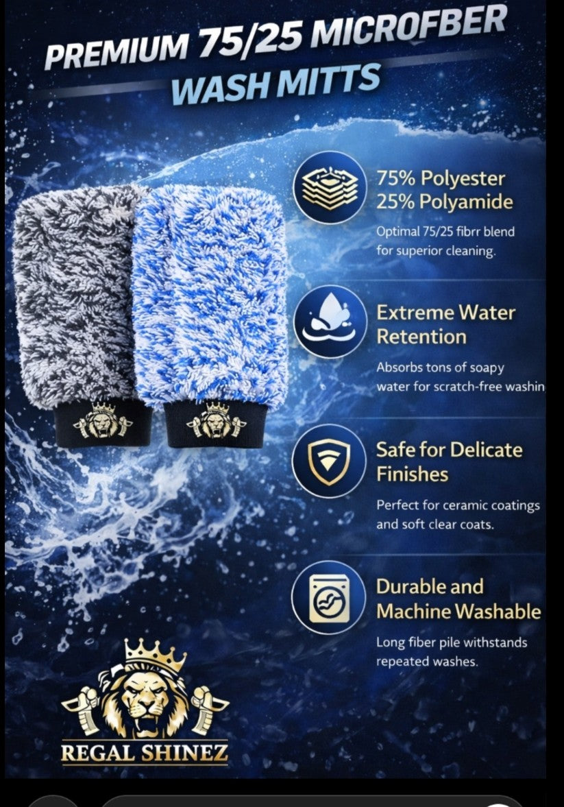 Premium 70/30, KOREAN MICROFIBER. Dual Color Wash Mitts
