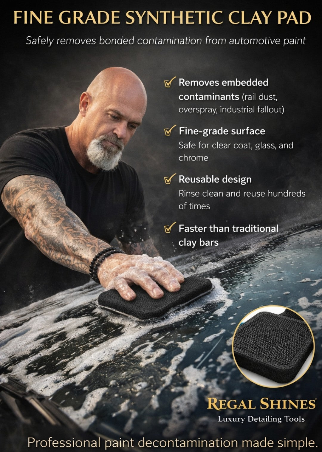 FINE GRADE SYNTHETIC CLAY PAD (sourced specifically for soft clearcoat)