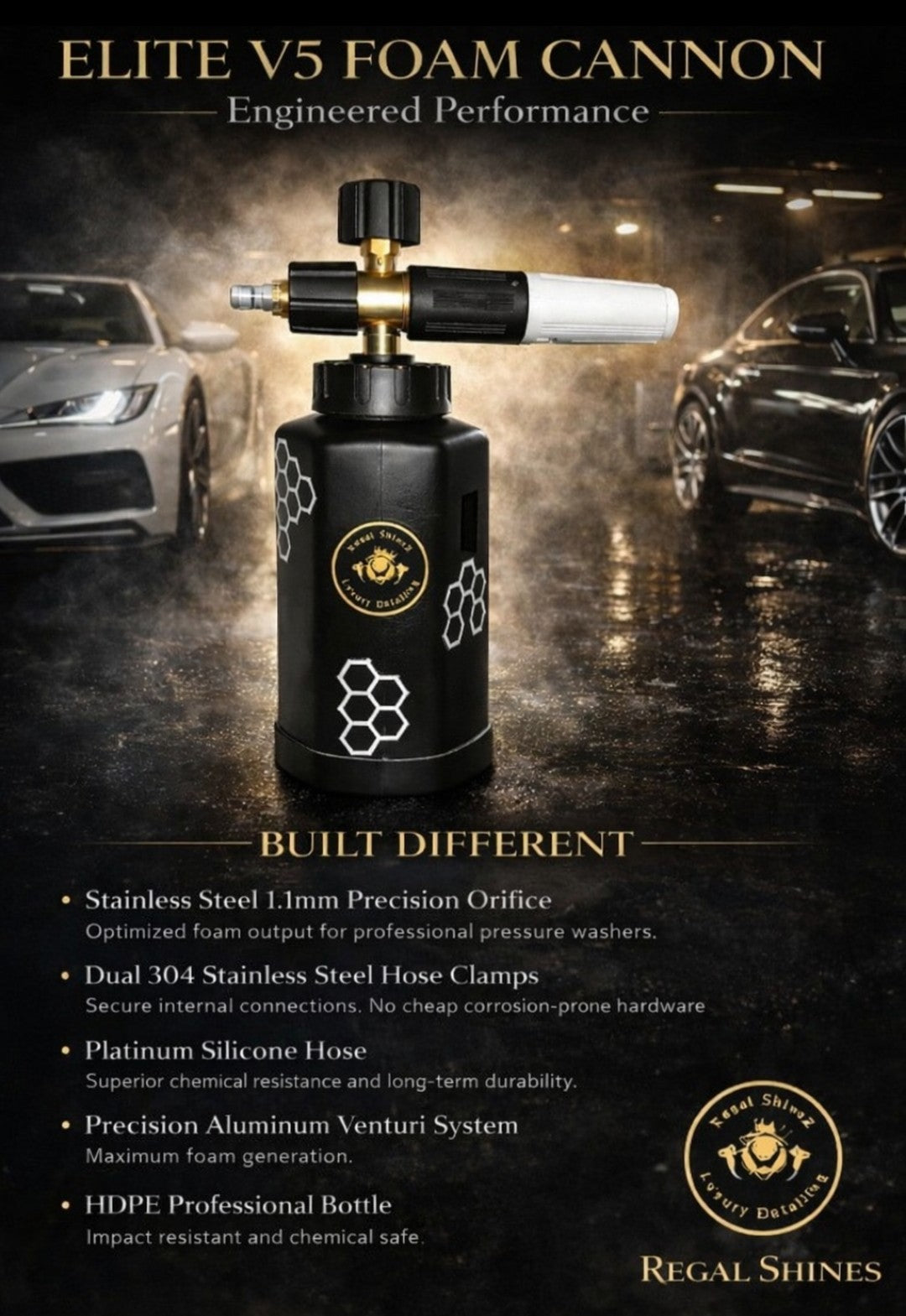 ELITE V5 "WHITELINE" FOAM CANNON. PRO CONSTRUCTION) Foam density control + longevity + corrosion resistance + pro-level output.