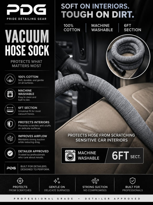 VACUUM "Sock". SOFT 6 foot knit section that fits all size hoses. ONLY VAC HOSE PROTECTION THAT WORKS WITH SELF RETRACTING REELS